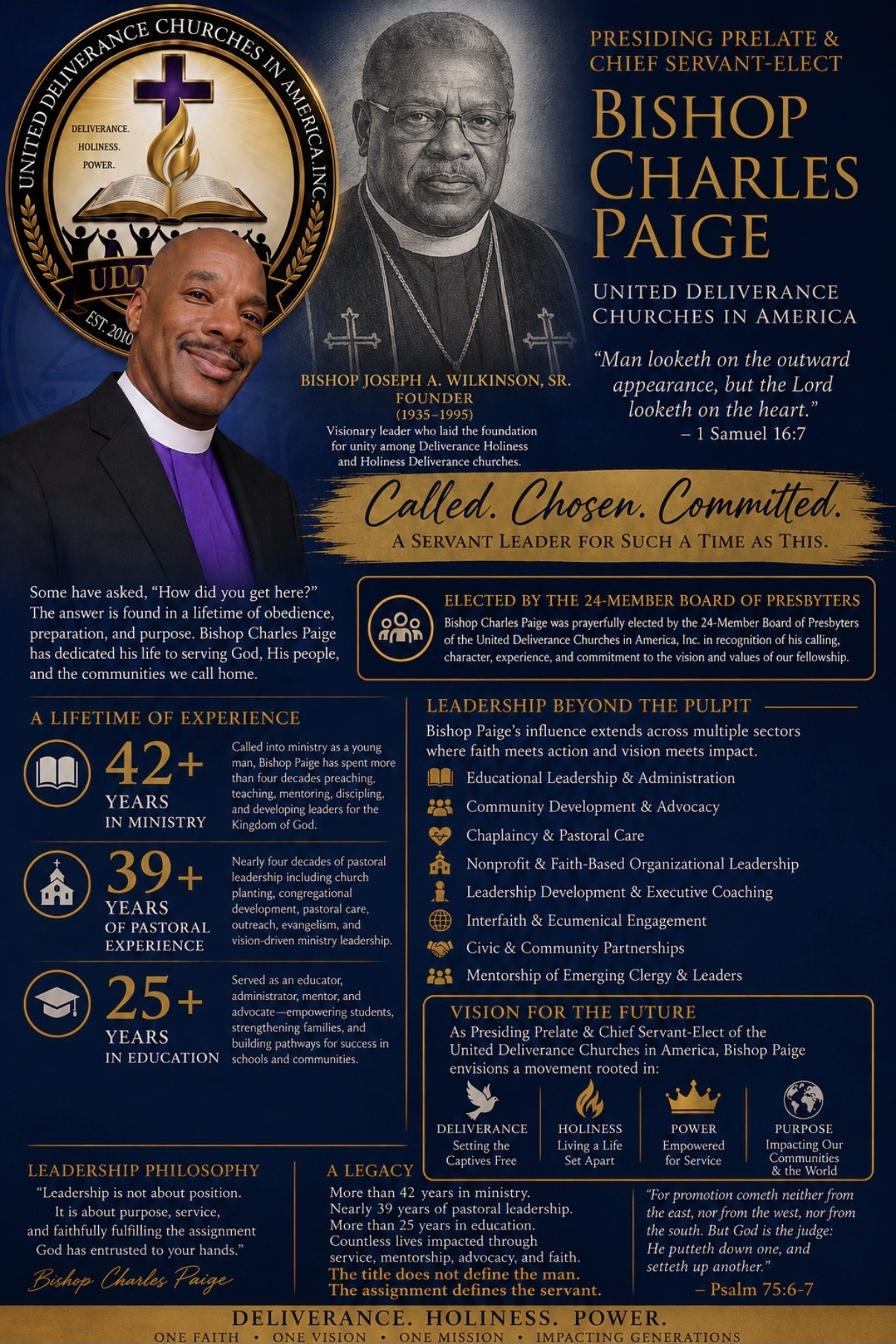 Full biographical sketch of Bishop Charles B. Paige, Presiding Bishop & Chief Servant